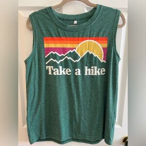 Take a Hike Graphic Muscle Tank | Green | Size M